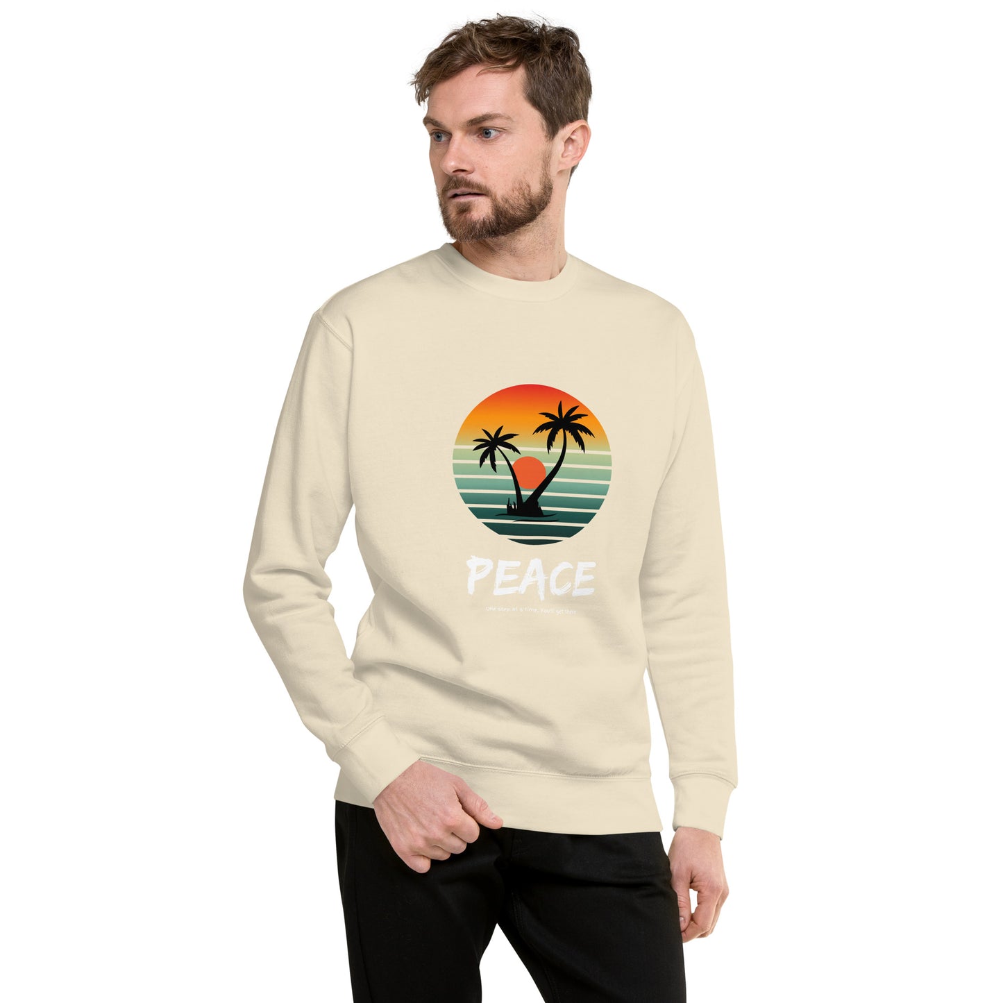 Quiet Peace Sweatshirt - Left Placement image 31: Forest Green version, size S with front view of the Peace range.