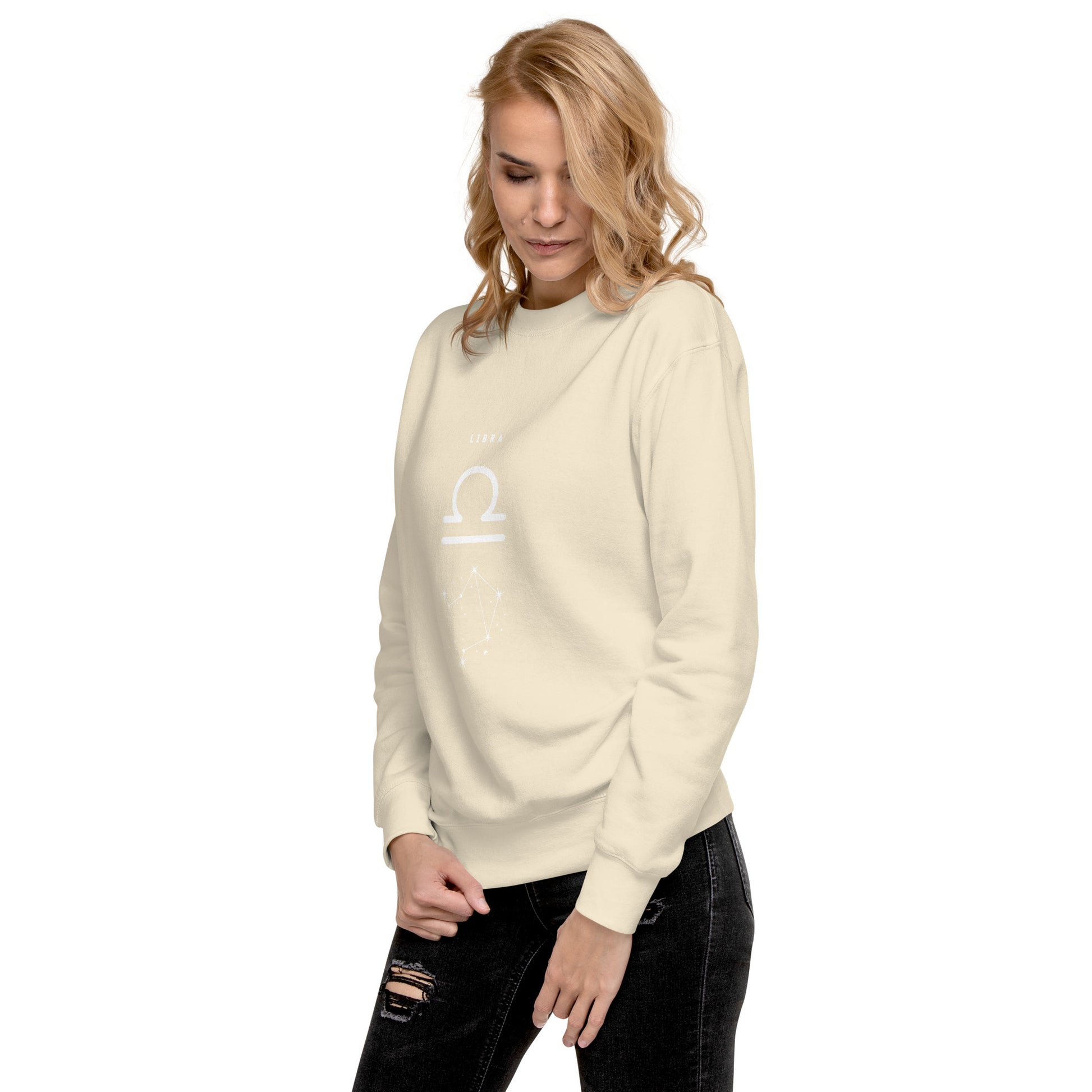 Balance Court Sweatshirt - Left Placement image 102 in selected colour, showing front view, left-side angle for the Libra design.