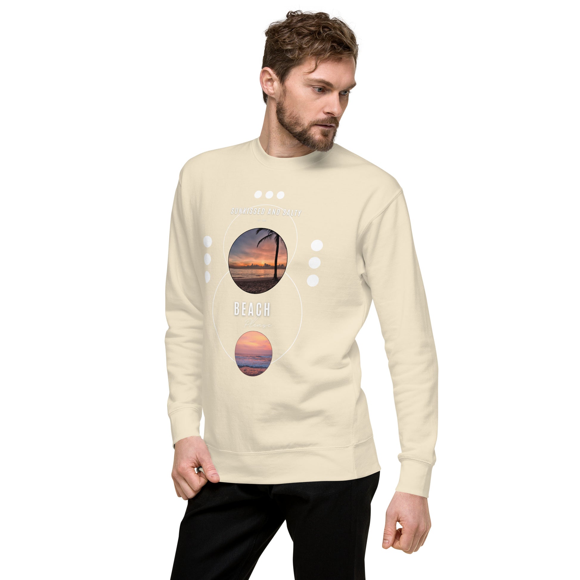Coastline Attitude Sweatshirt - Left Placement image 50 in Carbon Grey, size M, showing front view, left-side angle for the Beach Please design.