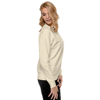 Image 103 of selected colour Balance Court Sweatshirt - Left Placement, with Libra artwork visible in right-side angle.