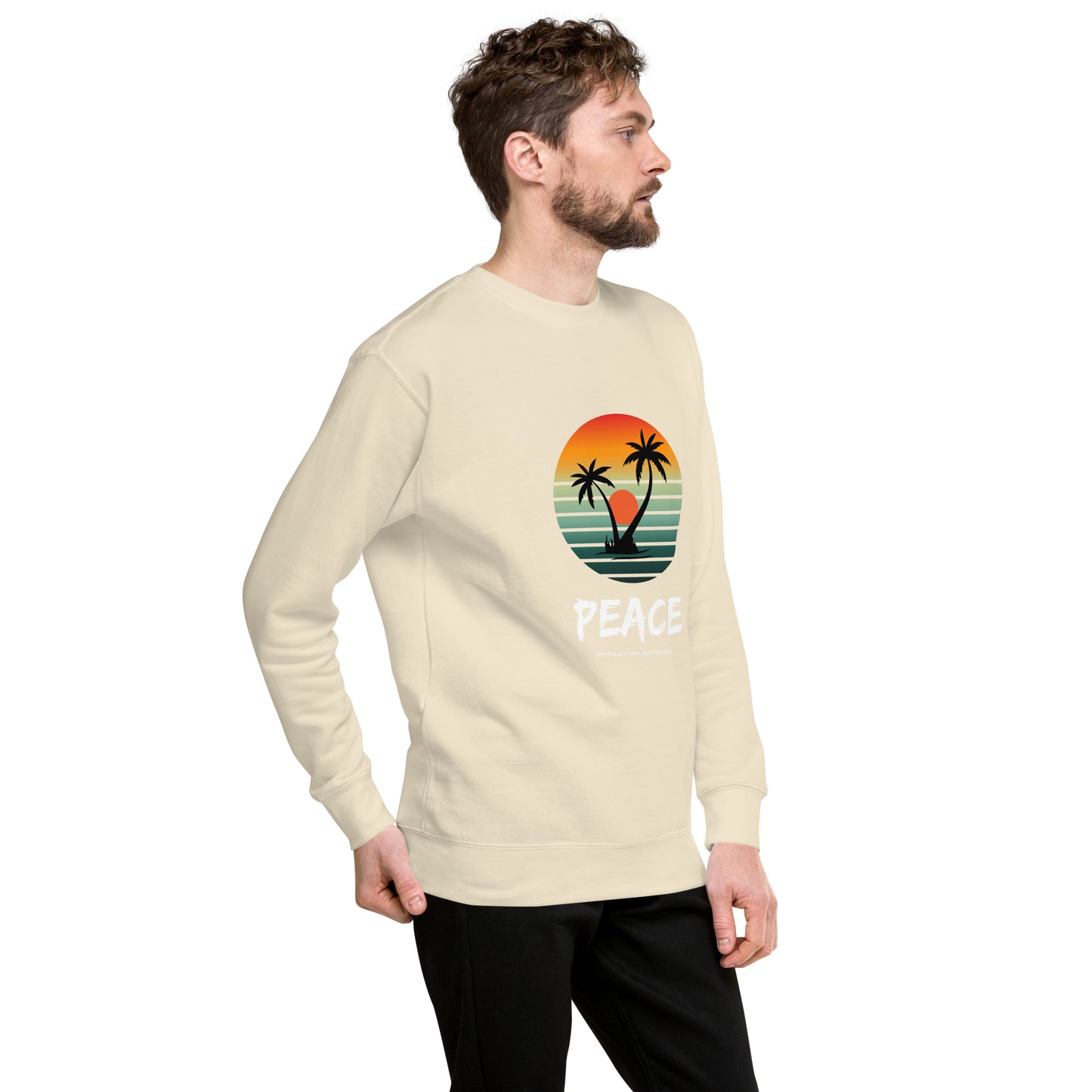 Quiet Peace Sweatshirt - Left Placement image 34 in Forest Green, size XL, showing front view, right-side angle for the Peace design.