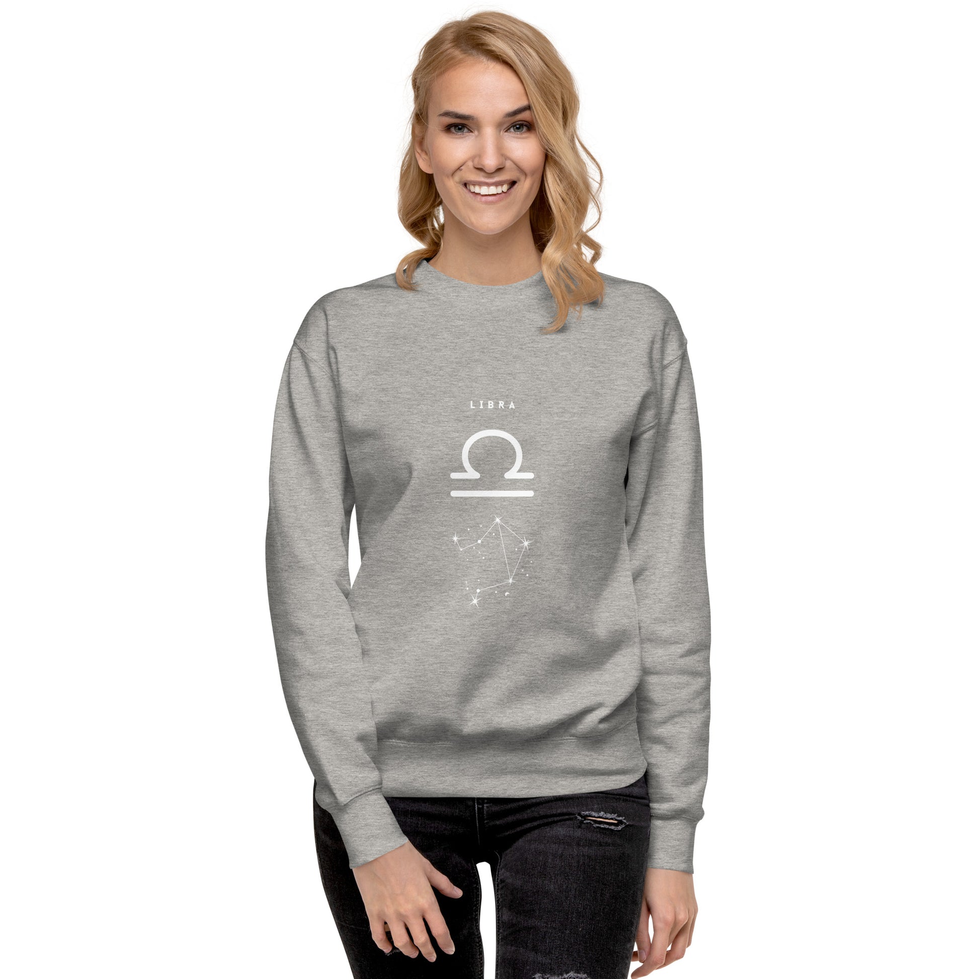 Balance Court Sweatshirt - Left Placement image 79 in Sky Blue, size XL, showing front view for the Libra design.