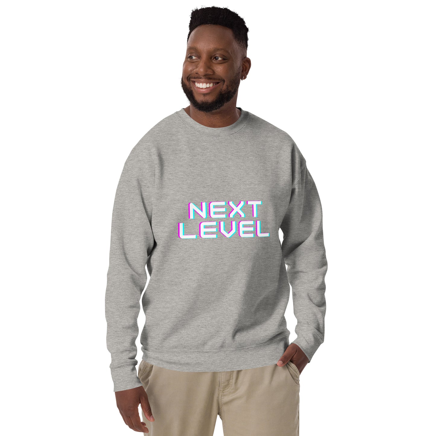 Ascender Sweatshirt - Left Placement image 1: Black version, size S with front view of the Next Level range.