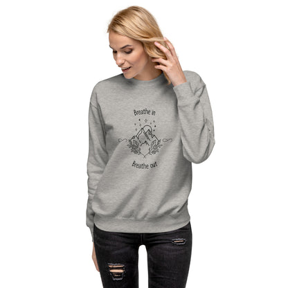 Exhale Sweatshirt - Left Placement product image 1 in Black, size S, with front view and left placement.