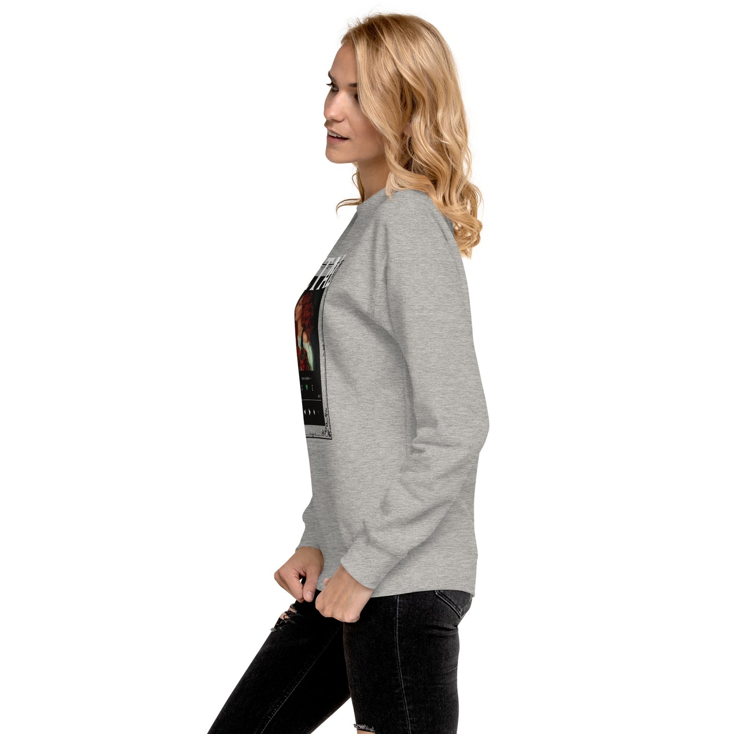 Petaline Sweatshirt by R.A. Apparel, image 89, left-side angle, Sky Blue, size XL, design placement.