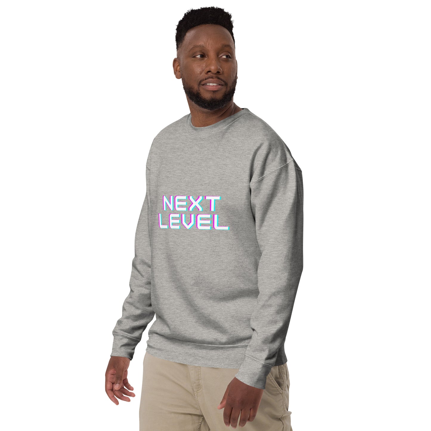 Image 2 of Black Ascender Sweatshirt - Left Placement, size M, with Next Level artwork visible in front view, left-side angle.
