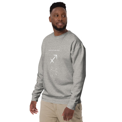 Image 50 of Carbon Grey Arrowborne Sweatshirt - Left Placement, size M, with Sagittarius artwork visible in front view, left-side angle.