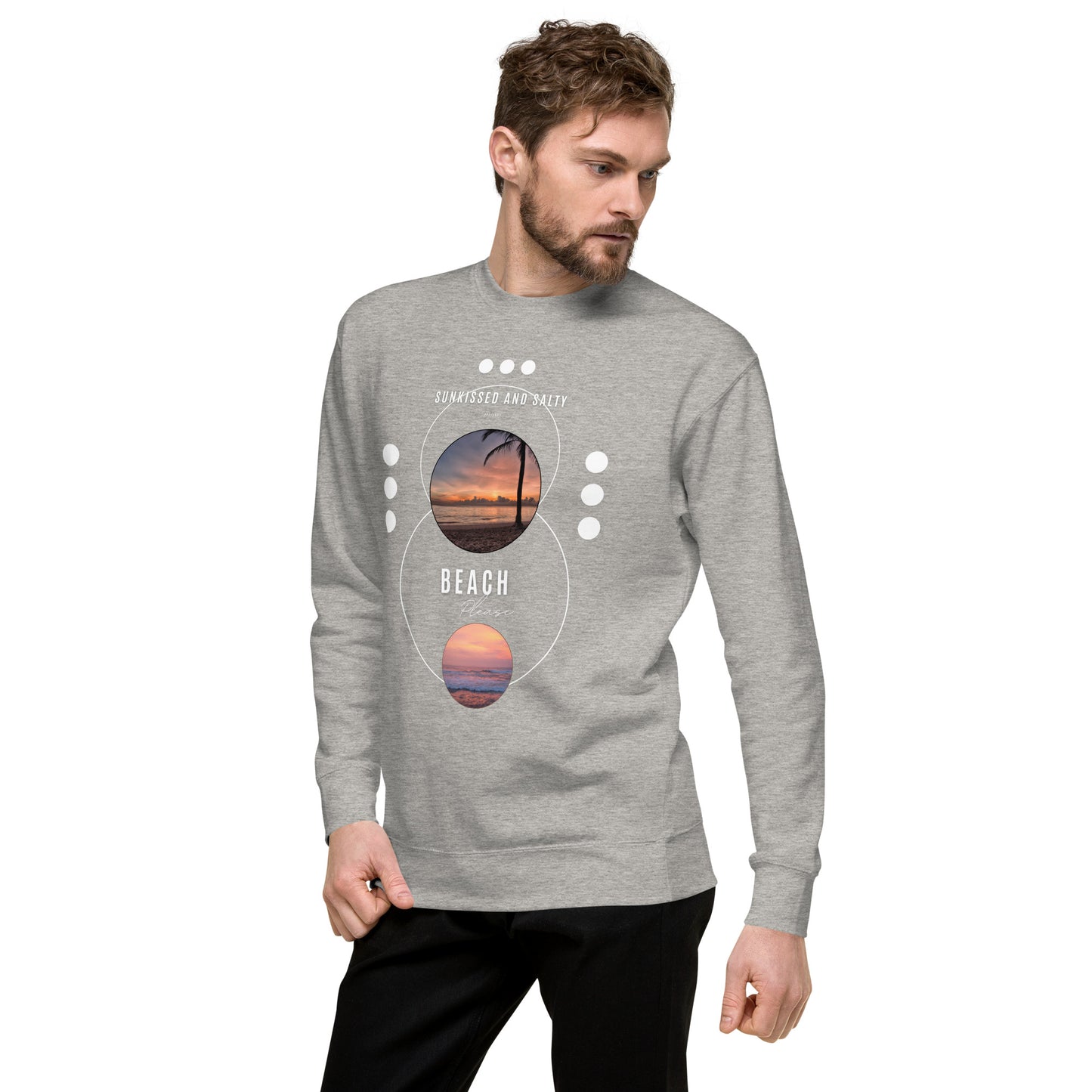 Coastline Attitude Sweatshirt - Left Placement product image 3 in Black, size L, with front view, left-side angle and left placement.