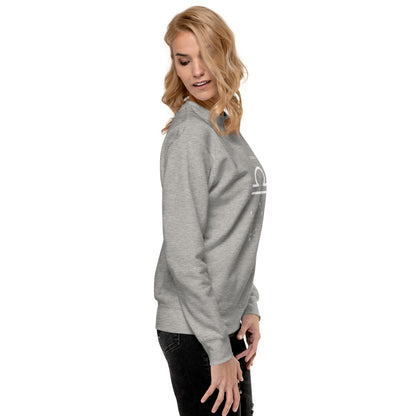 Balance Court Sweatshirt - Left Placement by R.A. Apparel, image 83, right-side angle, White, size L, left placement.