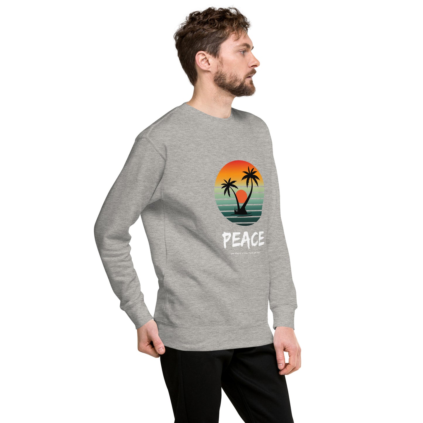 Quiet Peace Sweatshirt - Left Placement by R.A. Apparel, image 6, front view, right-side angle, Black, size 3XL, left placement.