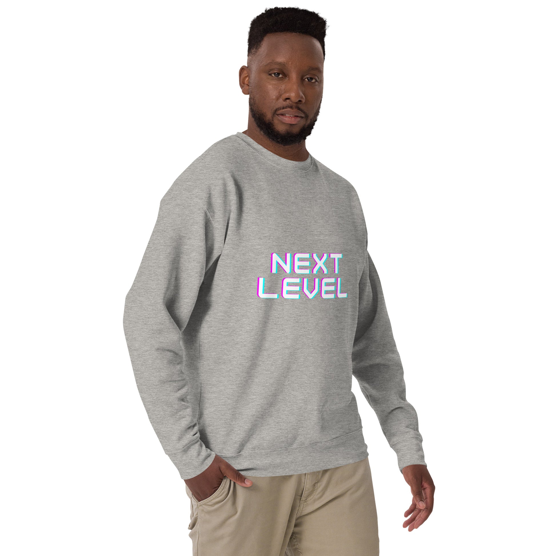 Ascender Sweatshirt - Left Placement product image 3 in Black, size L, with front view, right-side angle and left placement.