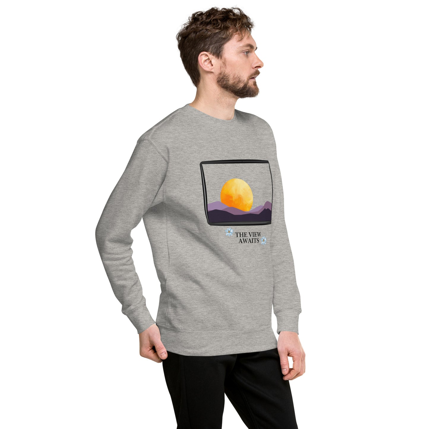 Avenor Sweatshirt by R.A. Apparel, image 78, front view, right-side angle, Lavender, size L, design placement.