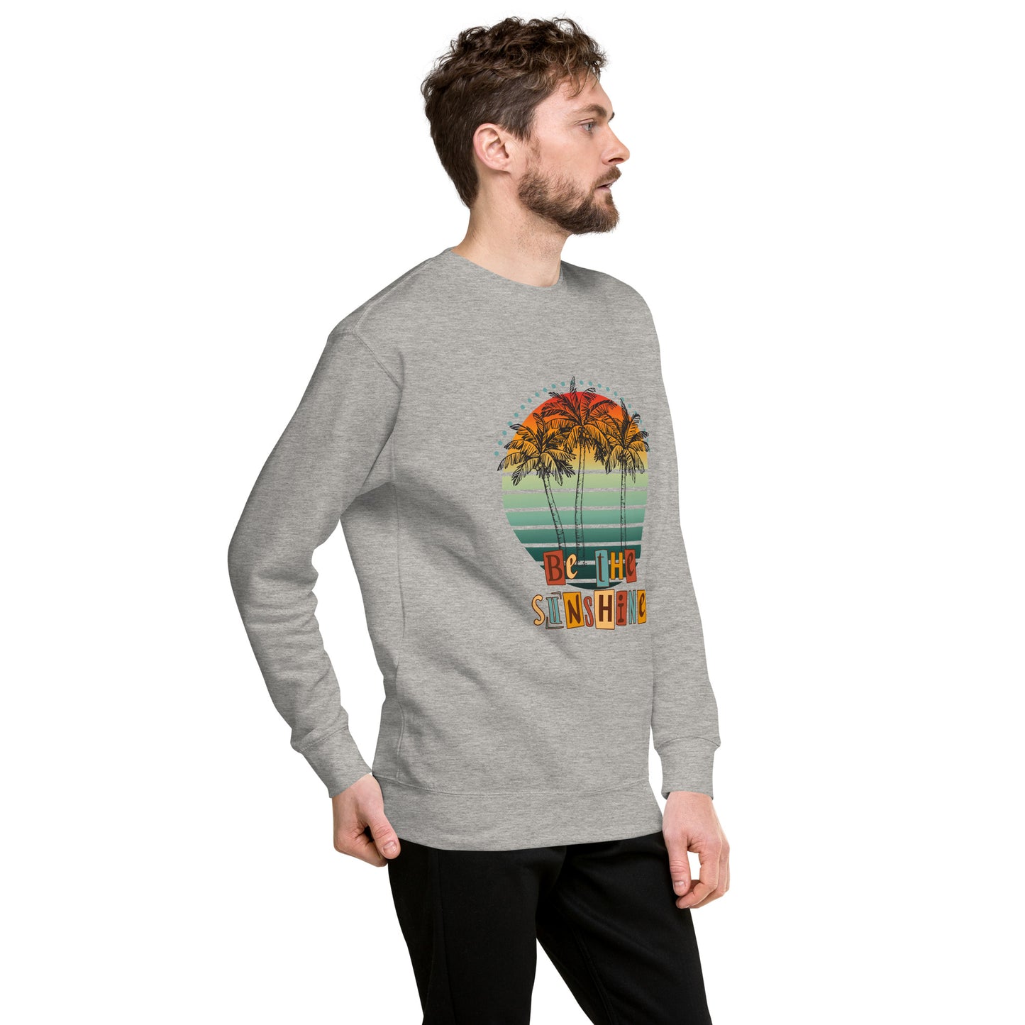 Image 78 of Lavender Solara Sweatshirt, size L, with Be the Sunshine artwork visible in front view, right-side angle.