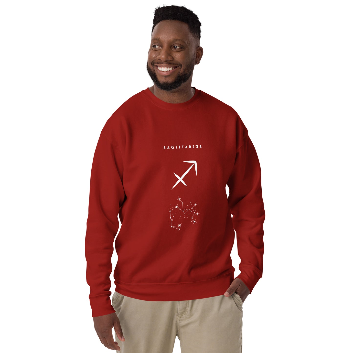 Arrowborne Sweatshirt - Left Placement by R.A. Apparel, image 9, front view, Cardinal, size S, left placement.