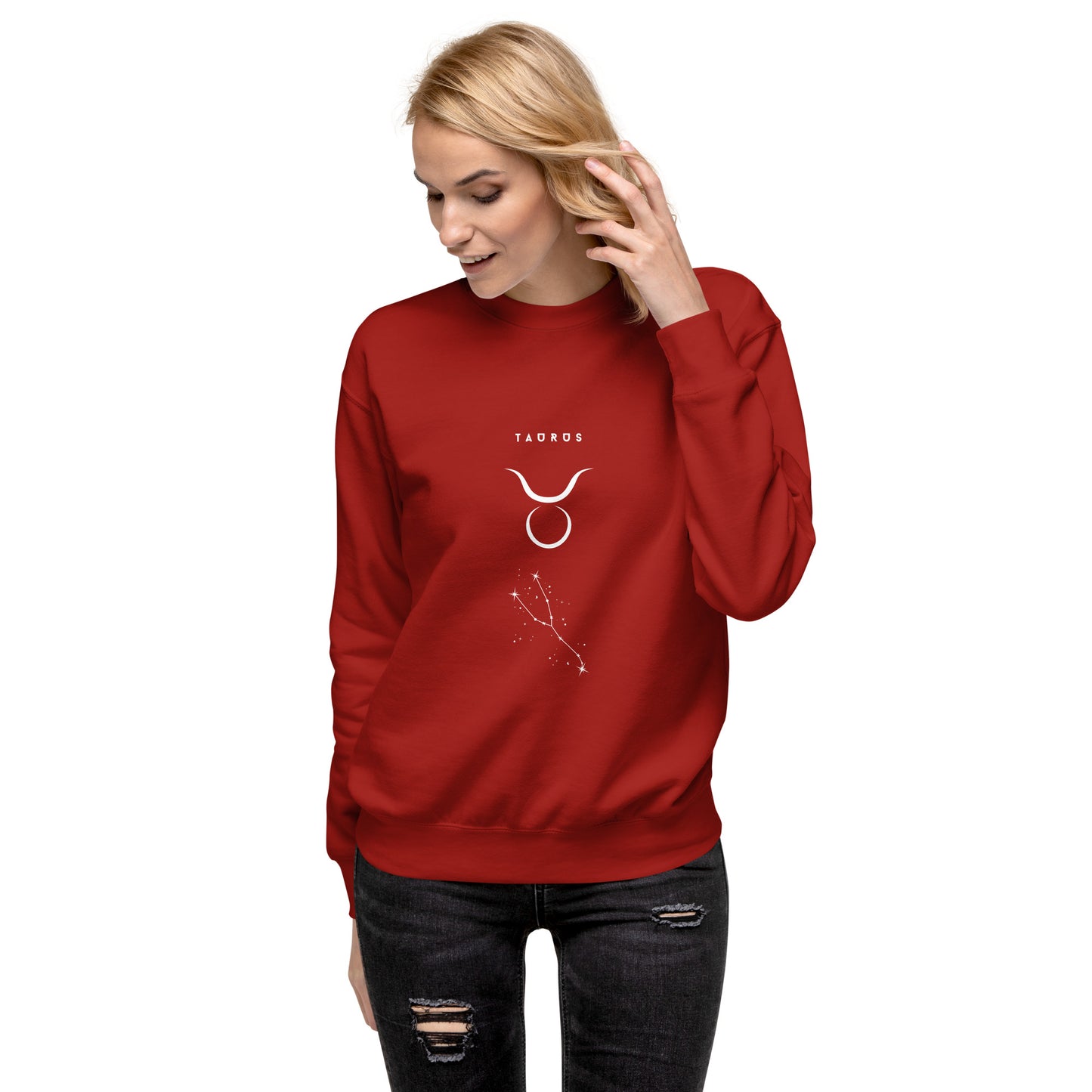 Bullborne Sweatshirt - Left Placement image 15 in Charcoal Heather, size L, showing front view for the Taurus design.