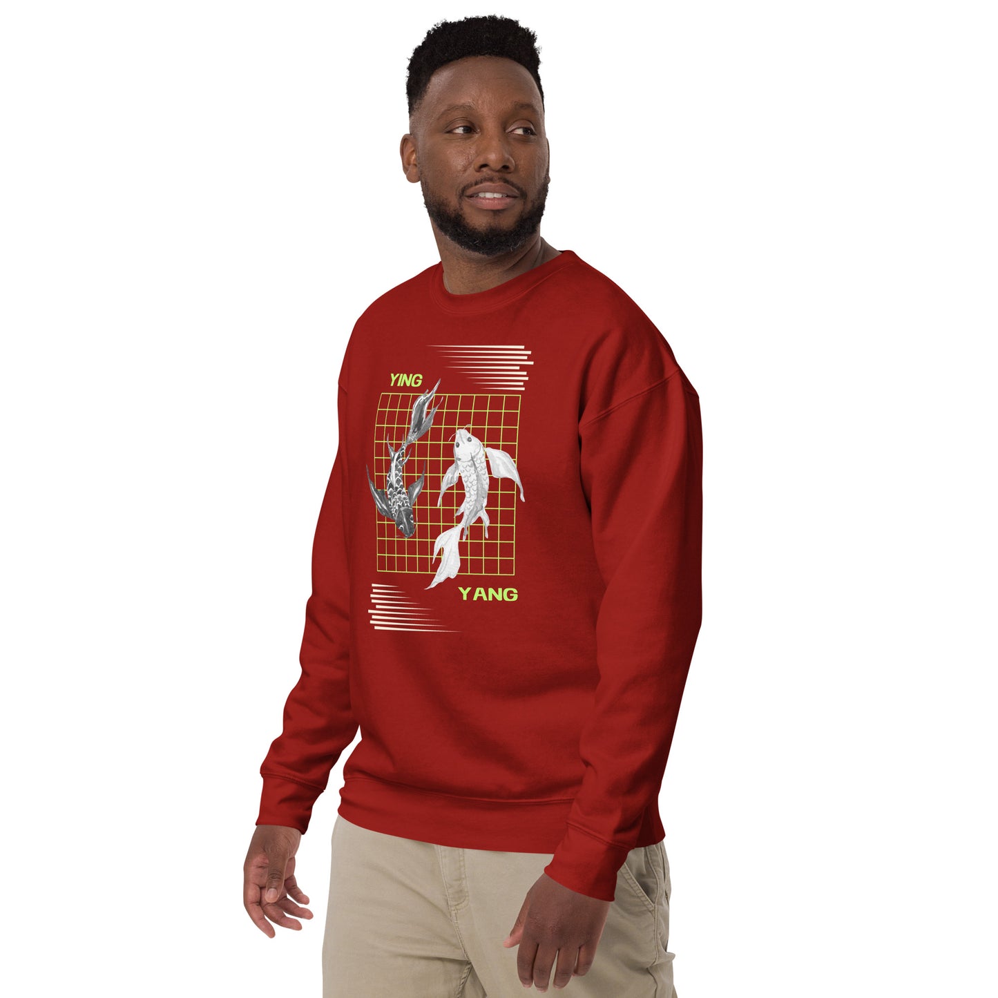 Image 10 of Navy Blazer Equinoxe Sweatshirt, size 2XL, with Ying and Yang artwork visible in front view, left-side angle.