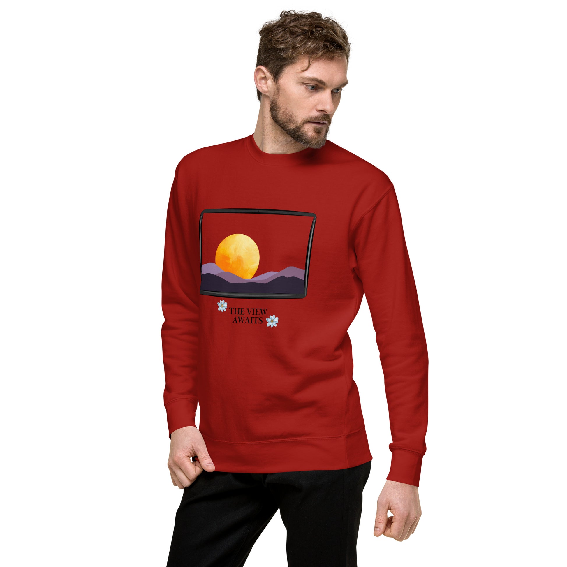 Image 15 of Cardinal Avenor Sweatshirt, size 2XL, with The View Awaits artwork visible in front view, left-side angle.