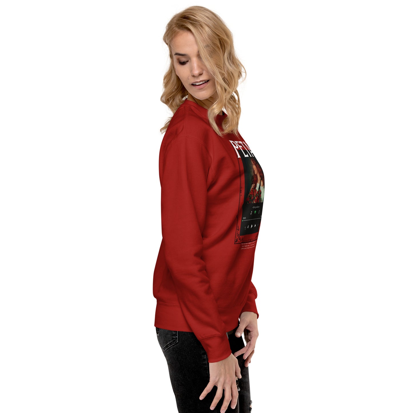 Petaline Sweatshirt product image 20 in Charcoal Heather, size 2XL, with right-side angle and design placement.