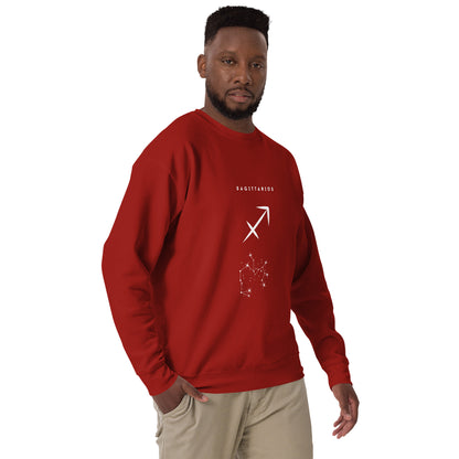 Image 11 of Cardinal Arrowborne Sweatshirt - Left Placement, size L, with Sagittarius artwork visible in front view, right-side angle.