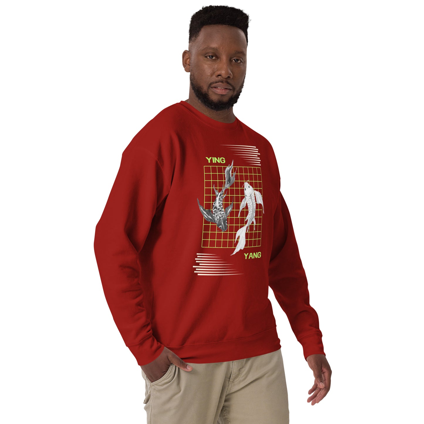 Image 11 of Cardinal Equinoxe Sweatshirt, size S, with Ying and Yang artwork visible in front view, right-side angle.