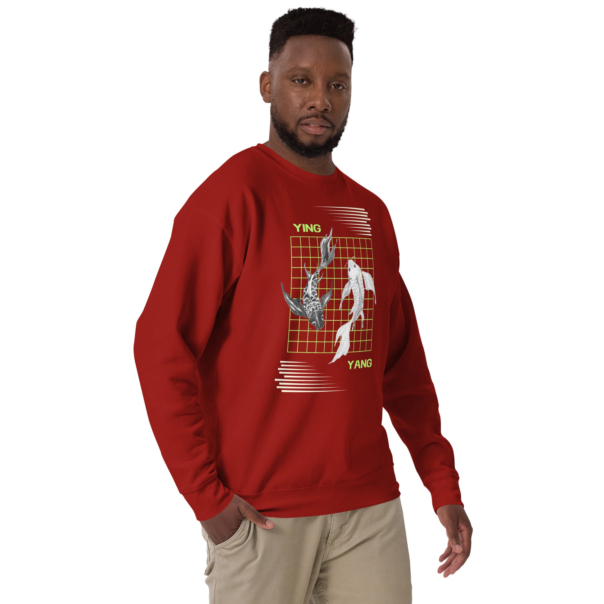 Image 11 of Cardinal Equinoxe Sweatshirt, size S, with Ying and Yang artwork visible in front view, right-side angle.