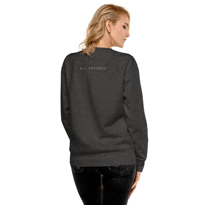 Petaline Sweatshirt product image 28 in Vintage Black, size L, with back view and design placement.