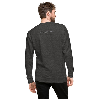 Coastline Attitude Sweatshirt - Left Placement by R.A. Apparel, image 22, back view, Team Royal, size XL, left placement.