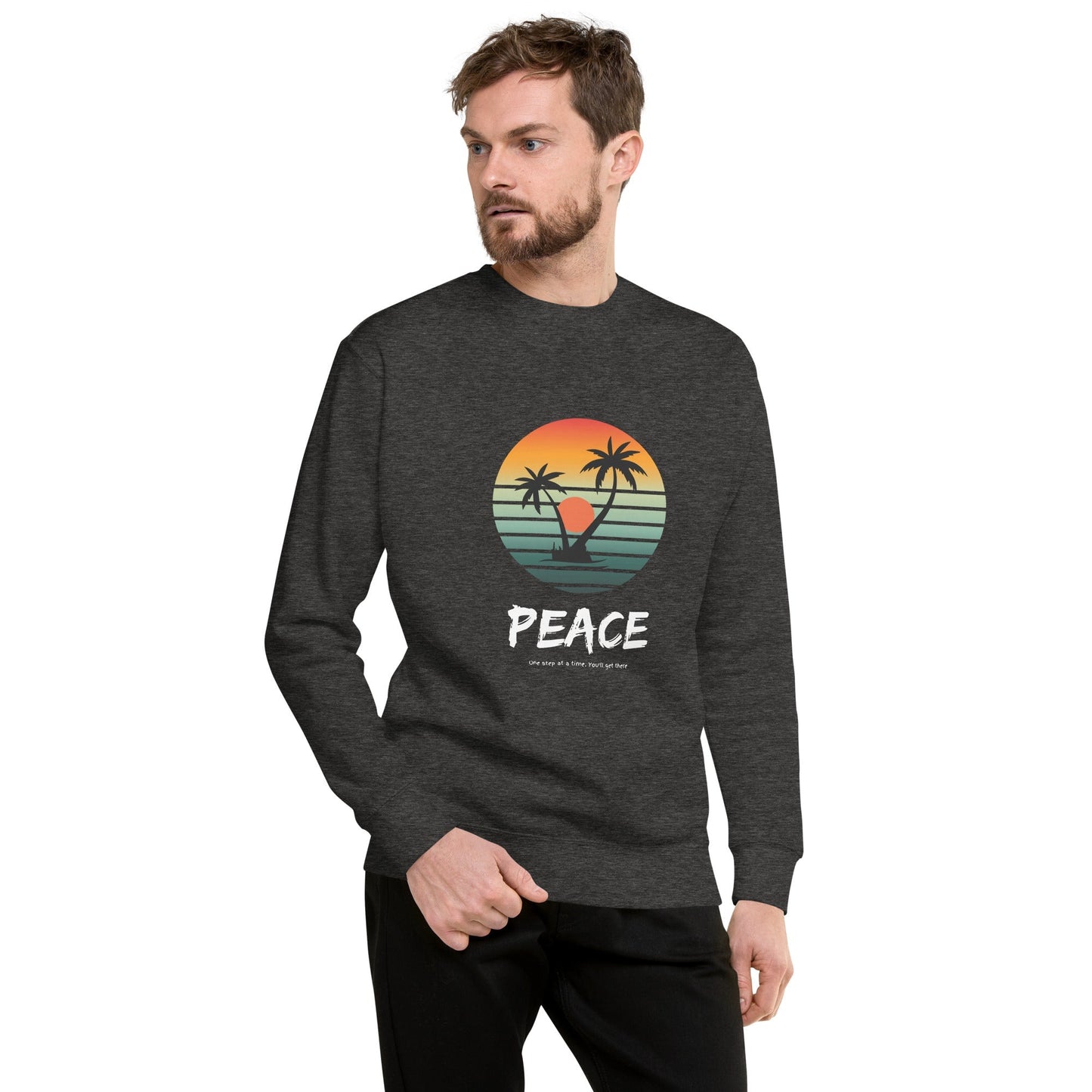 Quiet Peace Sweatshirt - Left Placement image 2 in Black, size M, showing front view for the Peace design.
