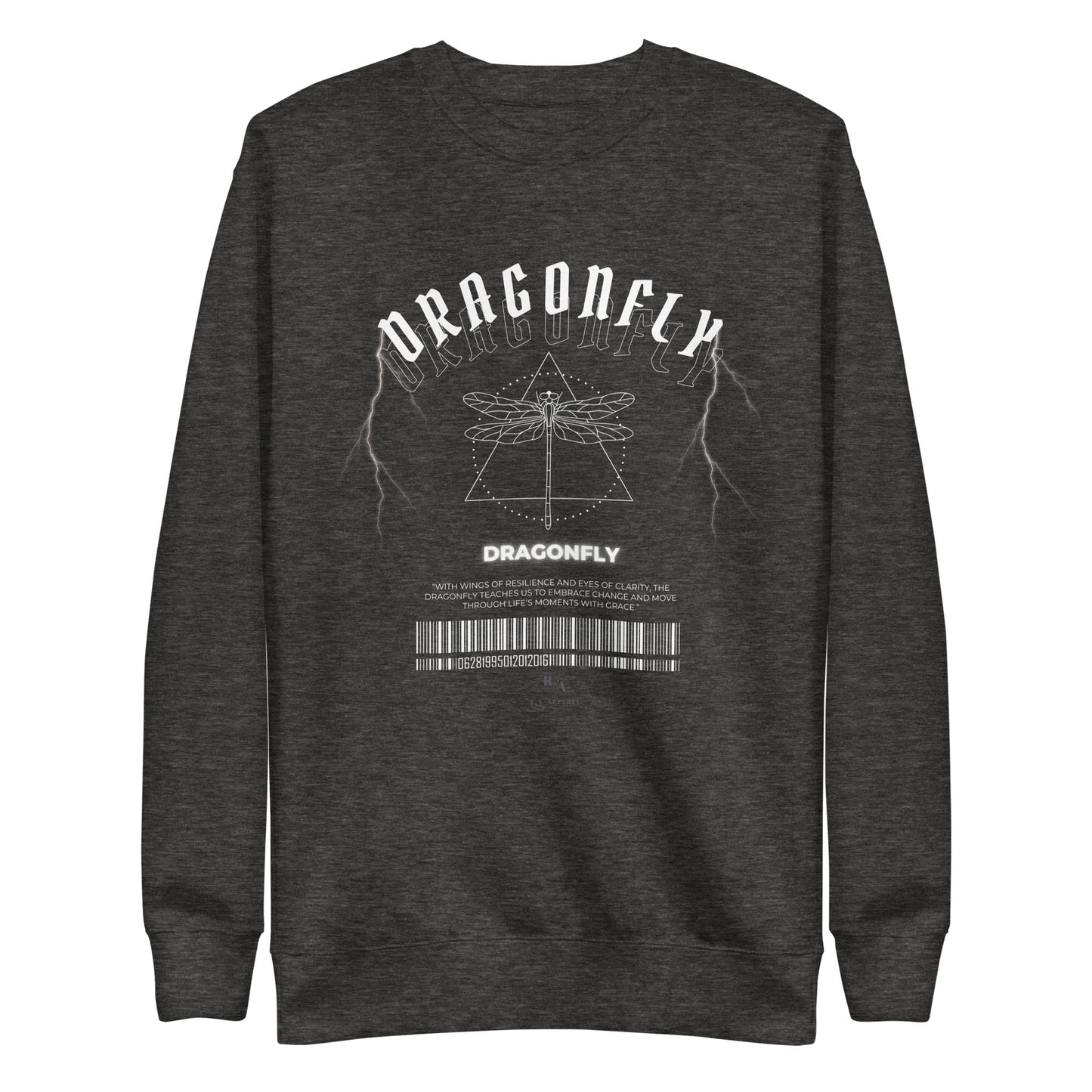 Dragonfly Sweatshirt - Left Placement product image 3 in Black, size L, with front view and left placement.