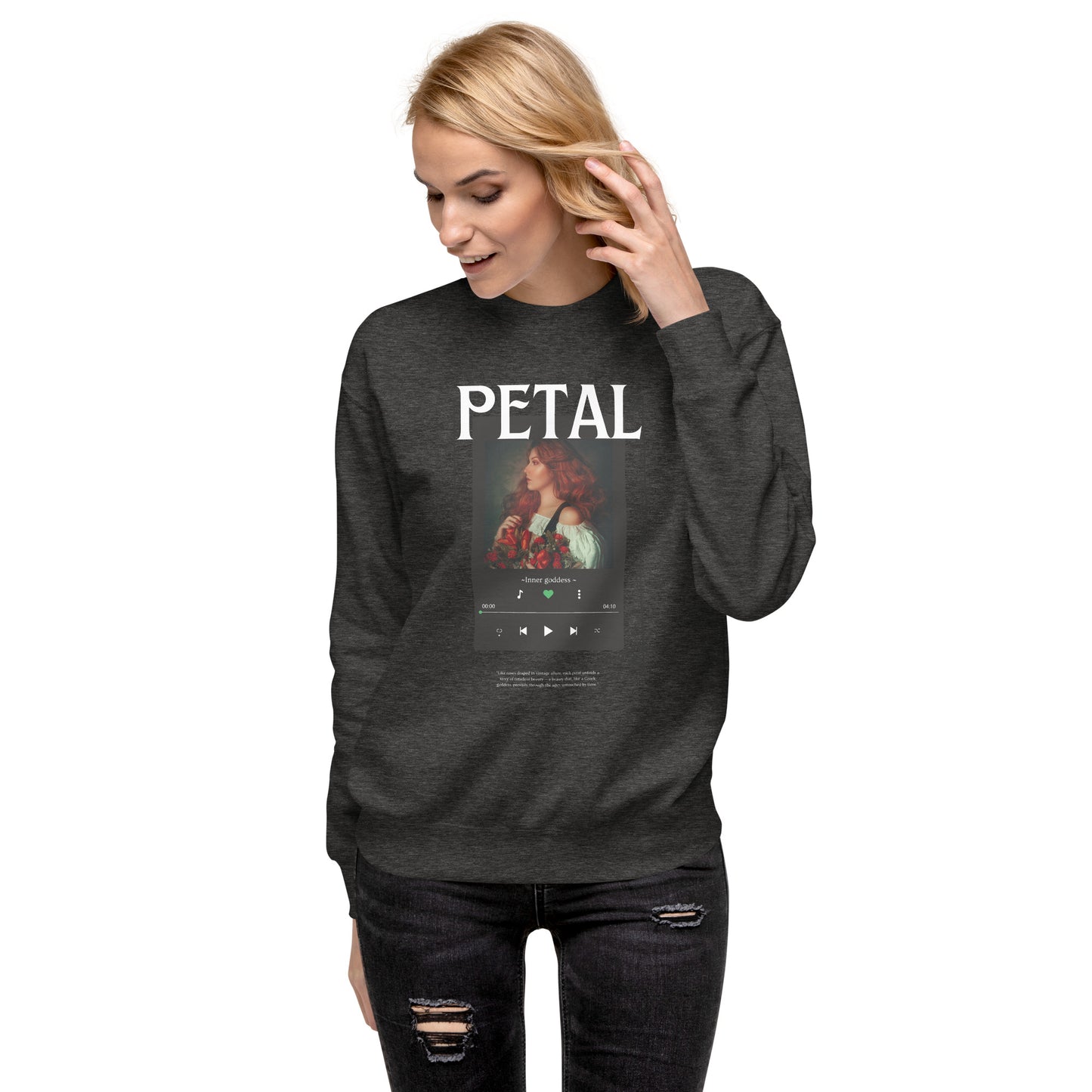 Image 22 of Team Royal Petaline Sweatshirt, size M, with Petal artwork visible in front view.