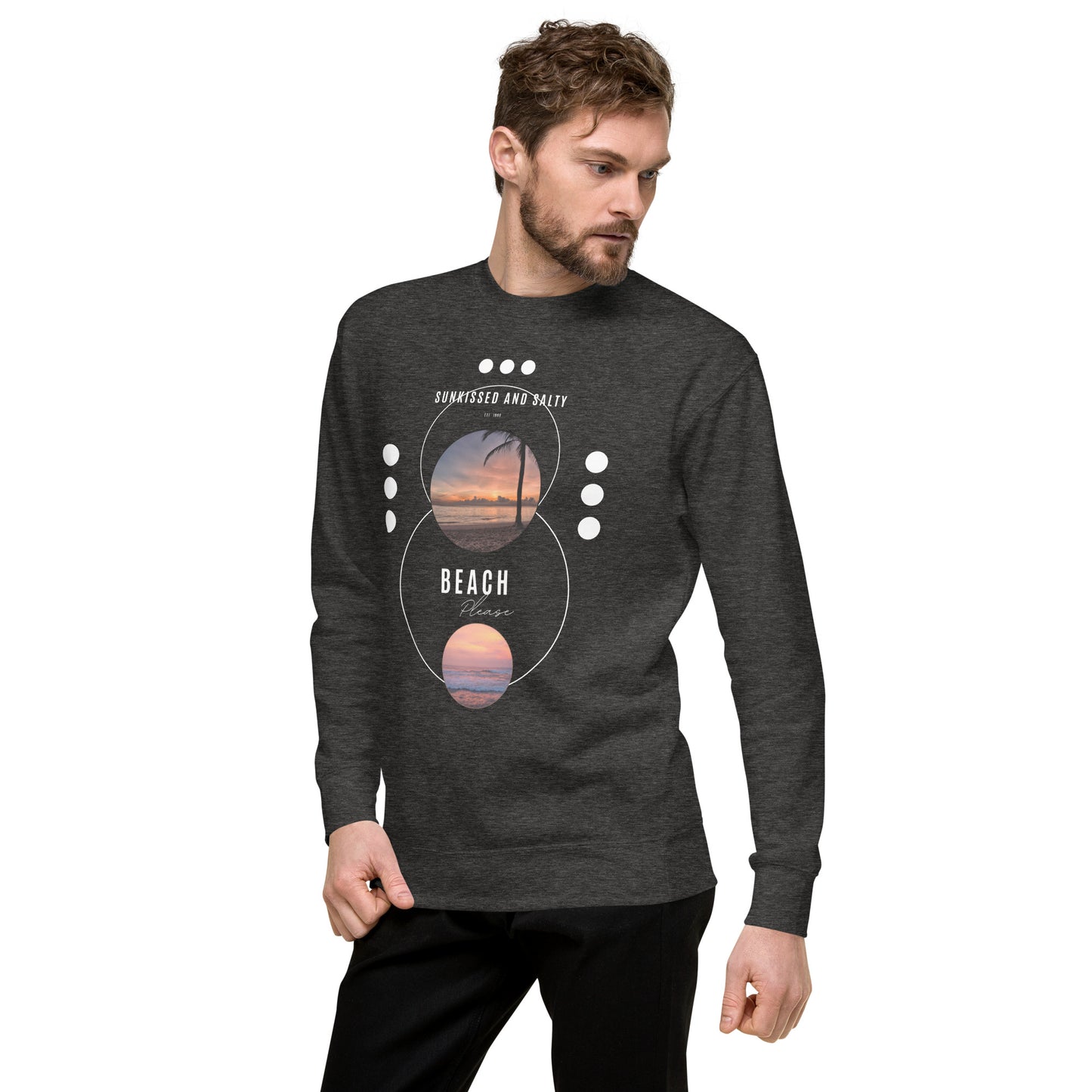 Image 21 of Team Royal Coastline Attitude Sweatshirt - Left Placement, size L, with Beach Please artwork visible in front view, left-side angle.