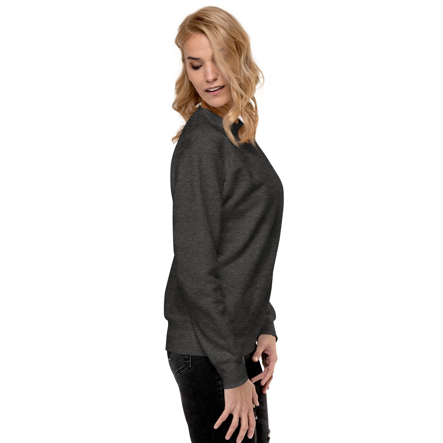 Exhale Sweatshirt - Left Placement product image 27 in Vintage Black, size L, with right-side angle and left placement.