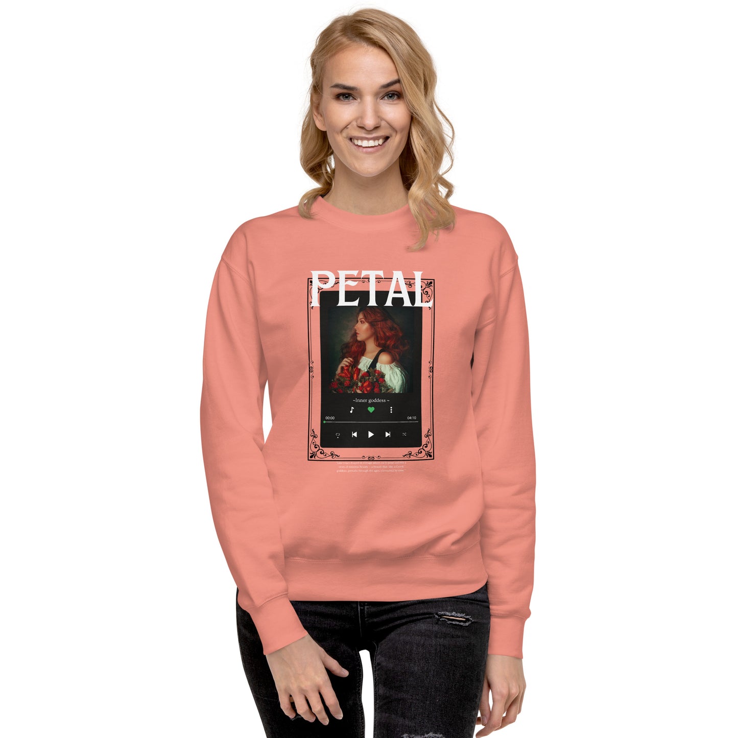 Petaline Sweatshirt product image 72 in Light Pink, size M, with front view and design placement.