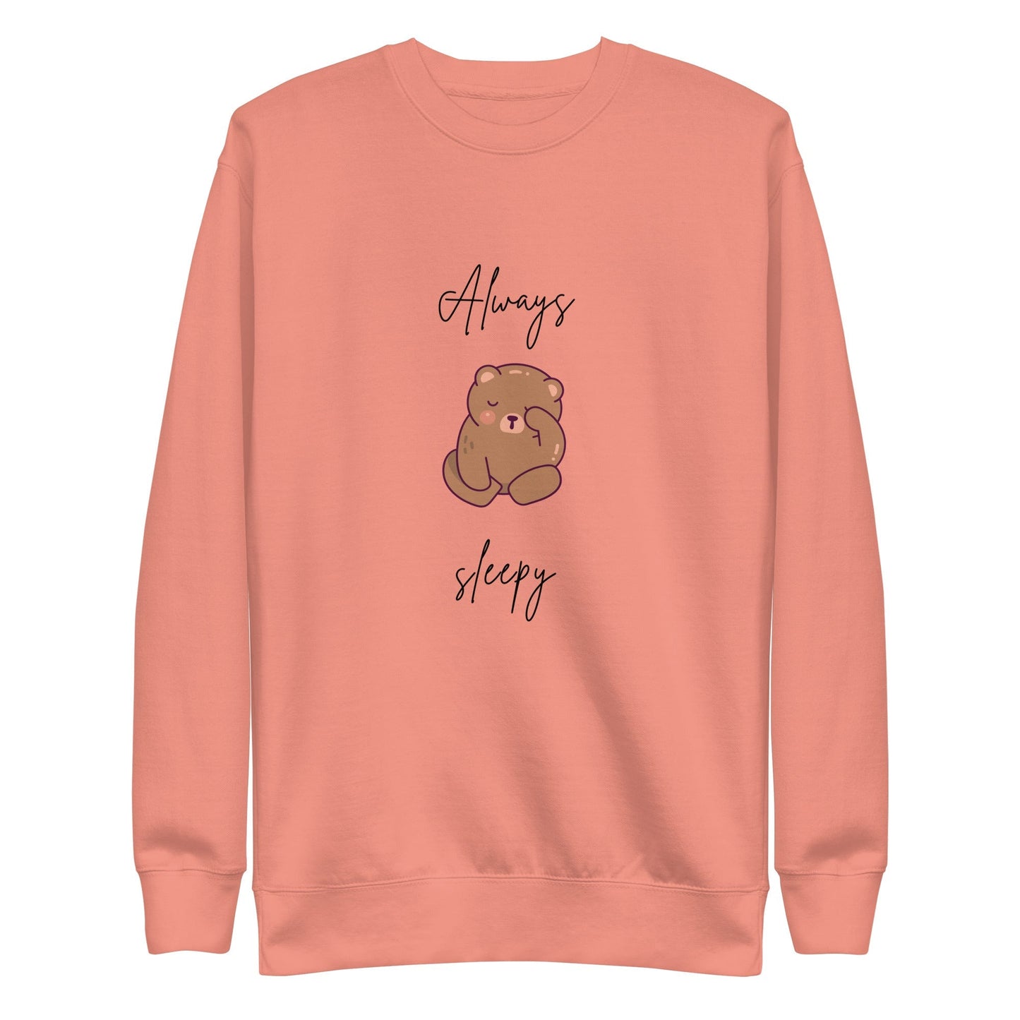 Image 8 of Navy Blazer Nightcall Sweatshirt - Left Placement, size M, with Always Sleepy artwork visible in front view.