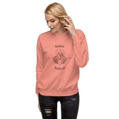 Exhale Sweatshirt - Left Placement image 36: Forest Green version, size 3XL with front view of the Breathe in and Breathe Out range.
