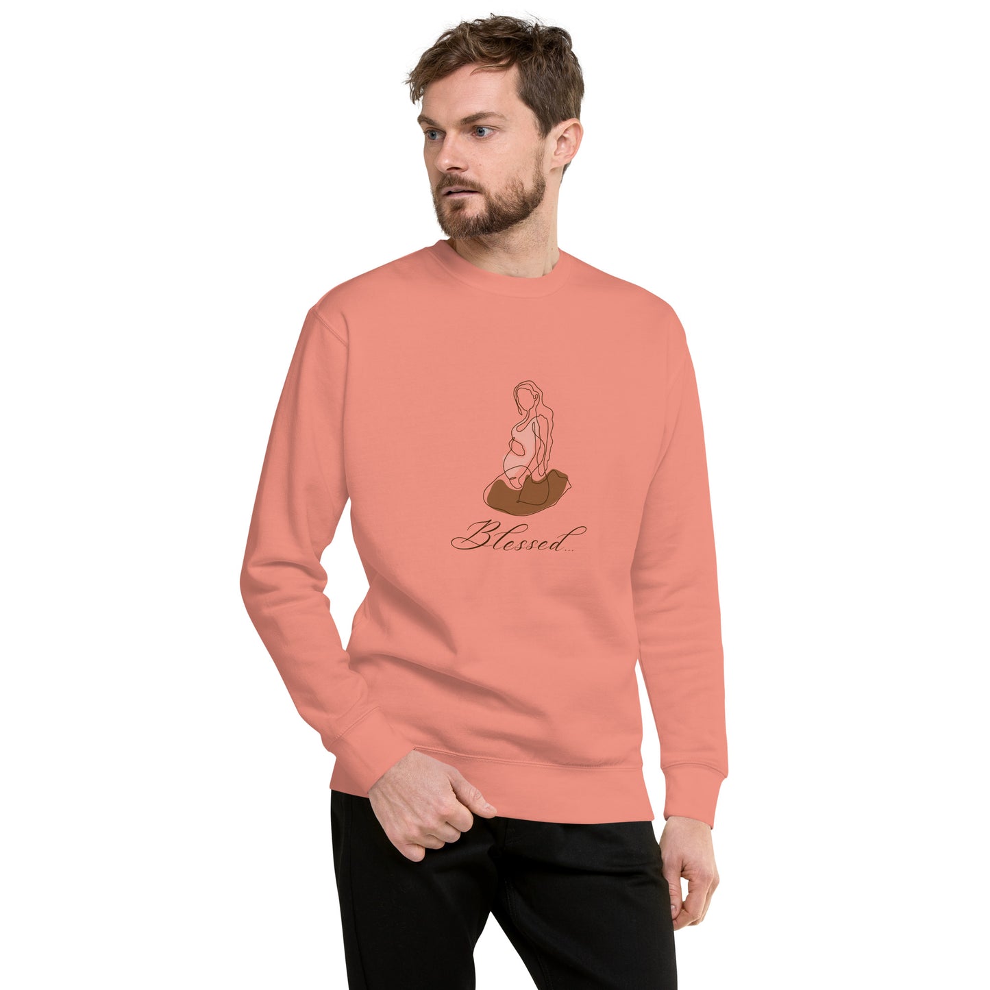 Grace Mark Sweatshirt - Left Placement image 31: Forest Green version, size S with front view of the Blessed range.