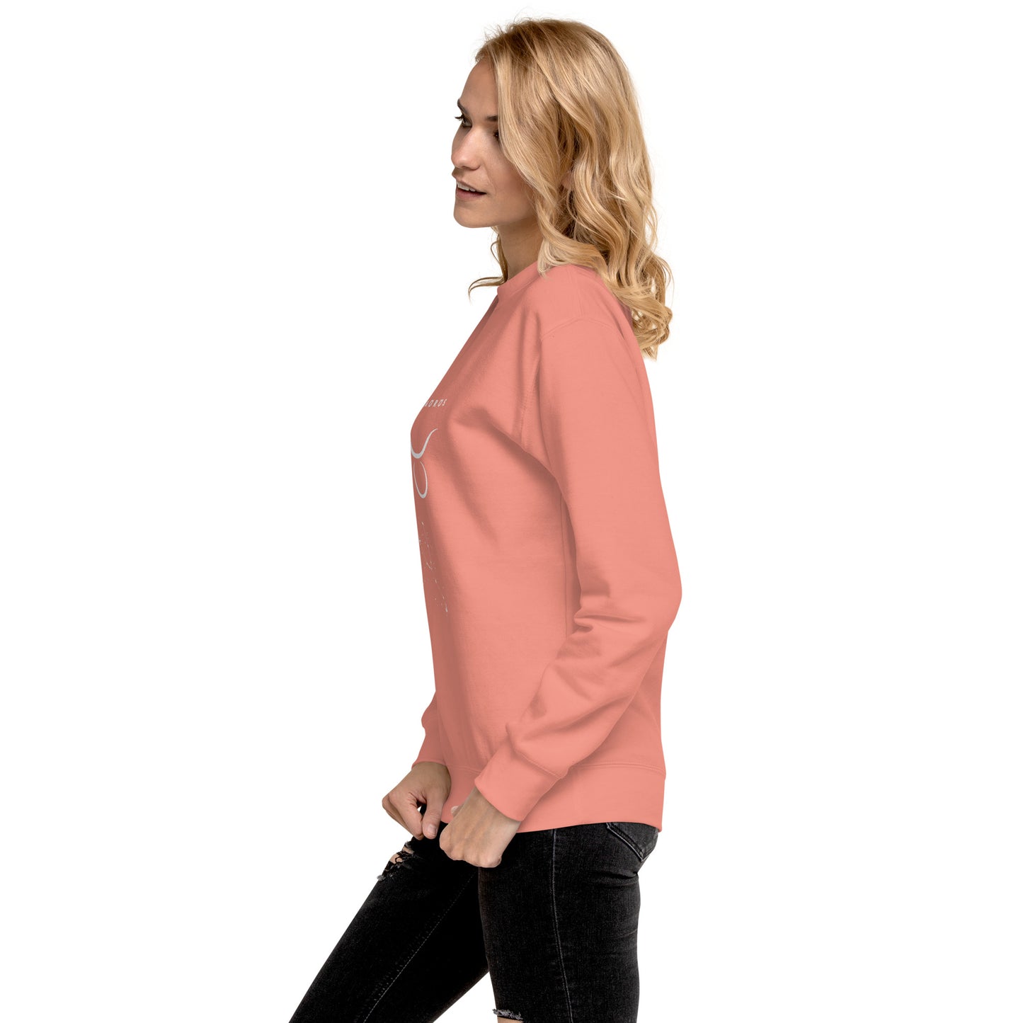 Bullborne Sweatshirt - Left Placement image 75: White version, size L with left-side angle of the Taurus range.