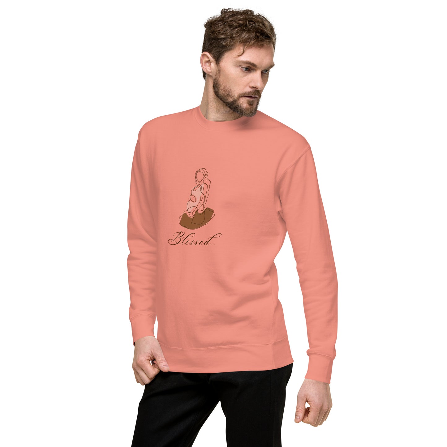 Grace Mark Sweatshirt - Left Placement image 33 in Forest Green, size L, showing front view, left-side angle for the Blessed design.