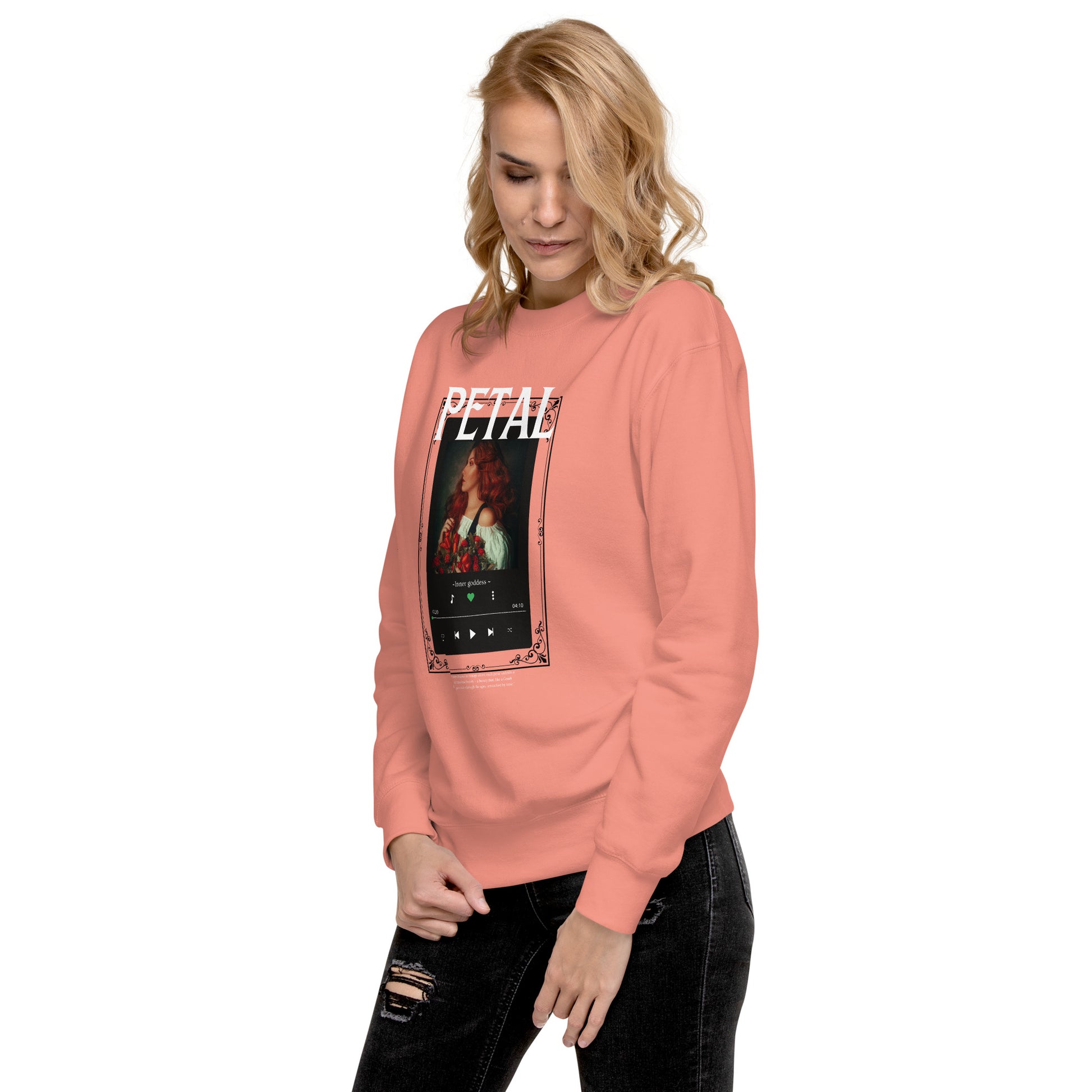 Petaline Sweatshirt image 73: Light Pink version, size L with front view, left-side angle of the Petal range.