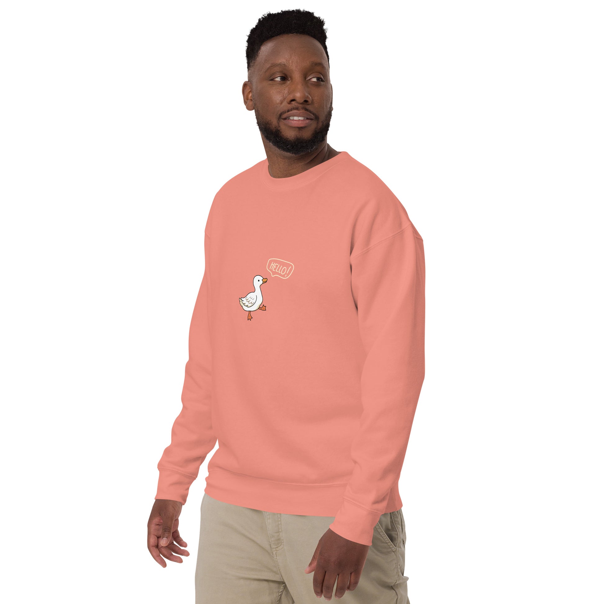 Quacksy Sweatshirt image 42 in Adobe, size M, showing front view, left-side angle for the Hello Duck design.