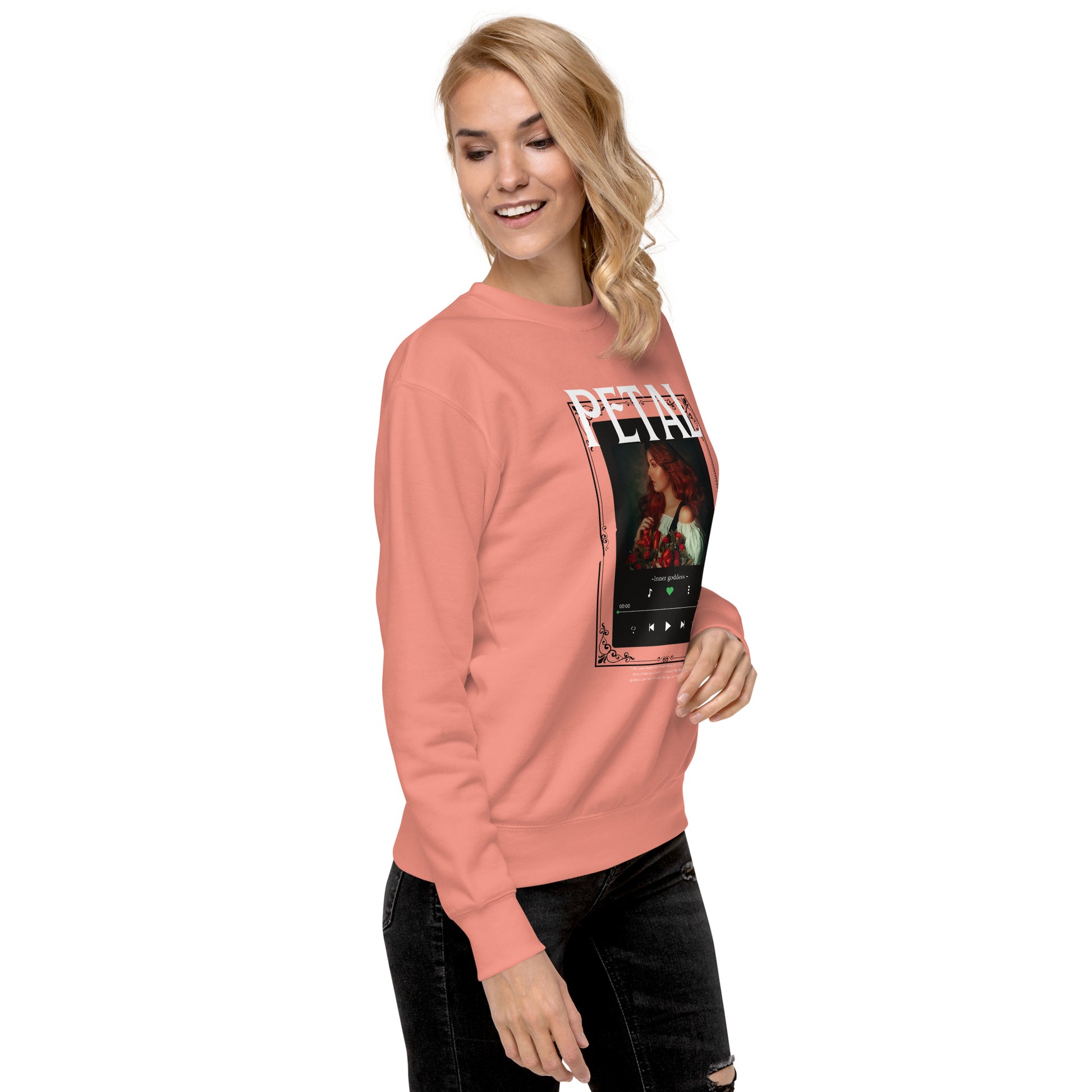 Petaline Sweatshirt image 74 in Light Pink, size XL, showing front view, right-side angle for the Petal design.