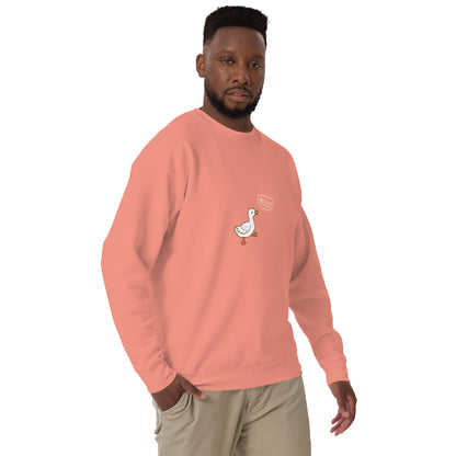 Quacksy Sweatshirt by R.A. Apparel, image 43, front view, right-side angle, Adobe, size L, design placement.
