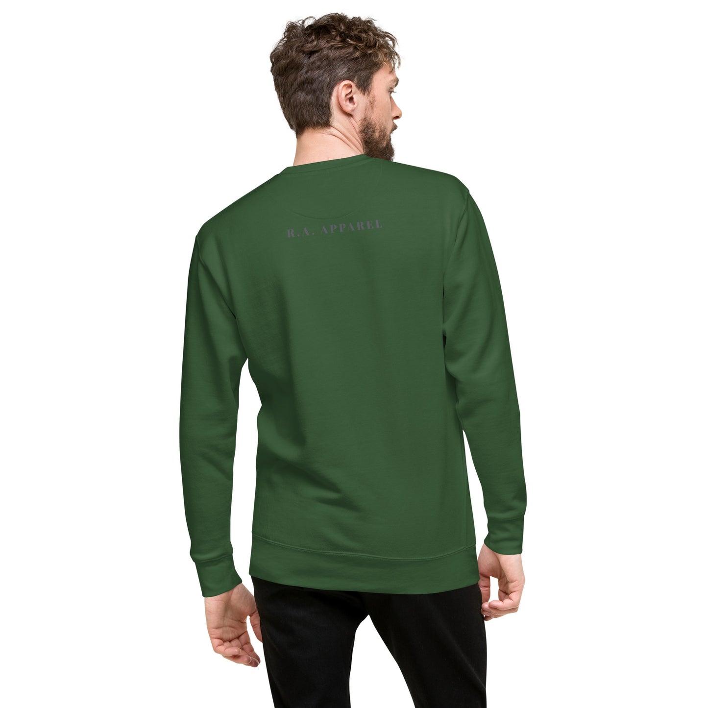 Solmane Sweatshirt - Left Placement by R.A. Apparel, image 40, back view, Latte, size XL, left placement.