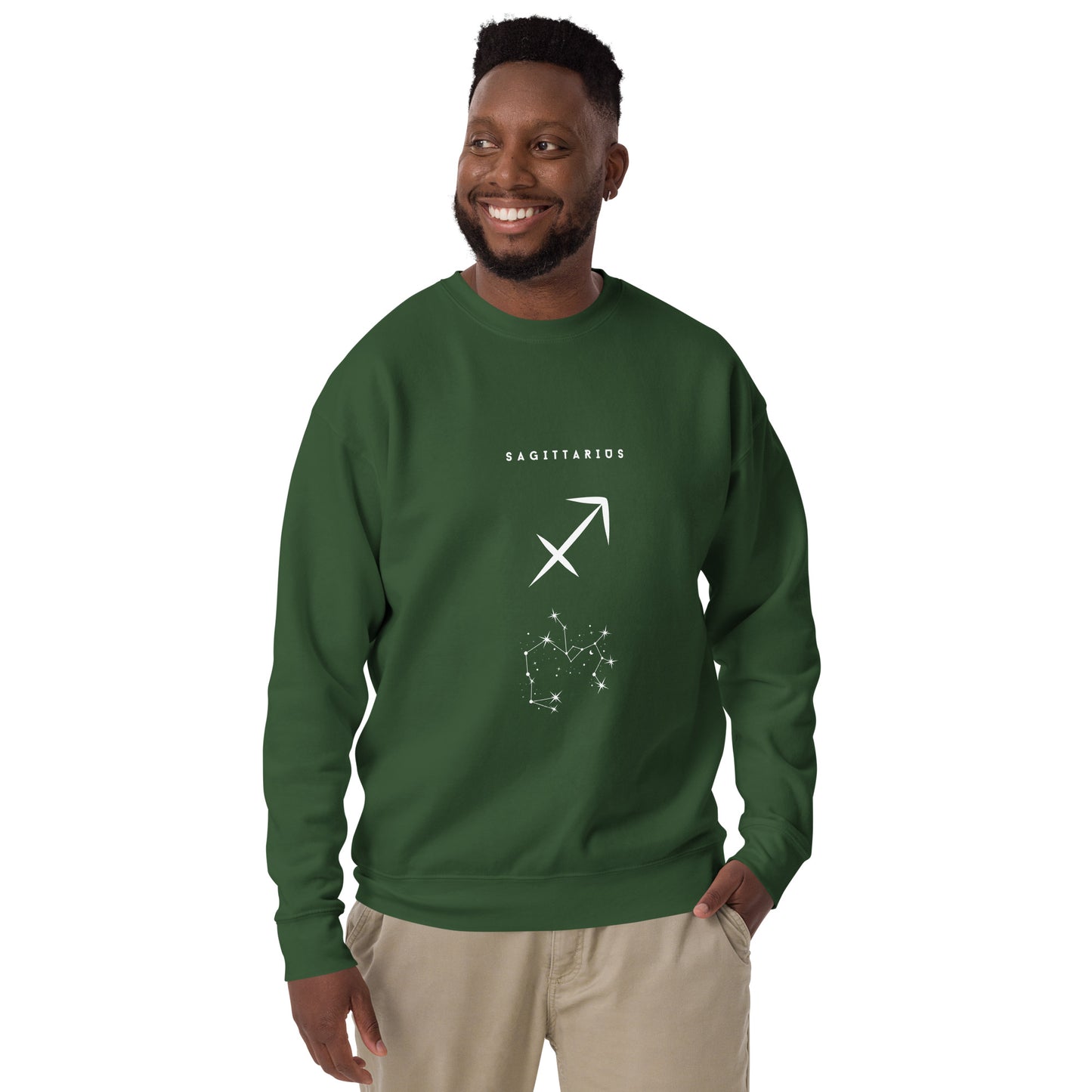 Arrowborne Sweatshirt - Left Placement by R.A. Apparel, image 25, front view, Forest Green, size S, left placement.