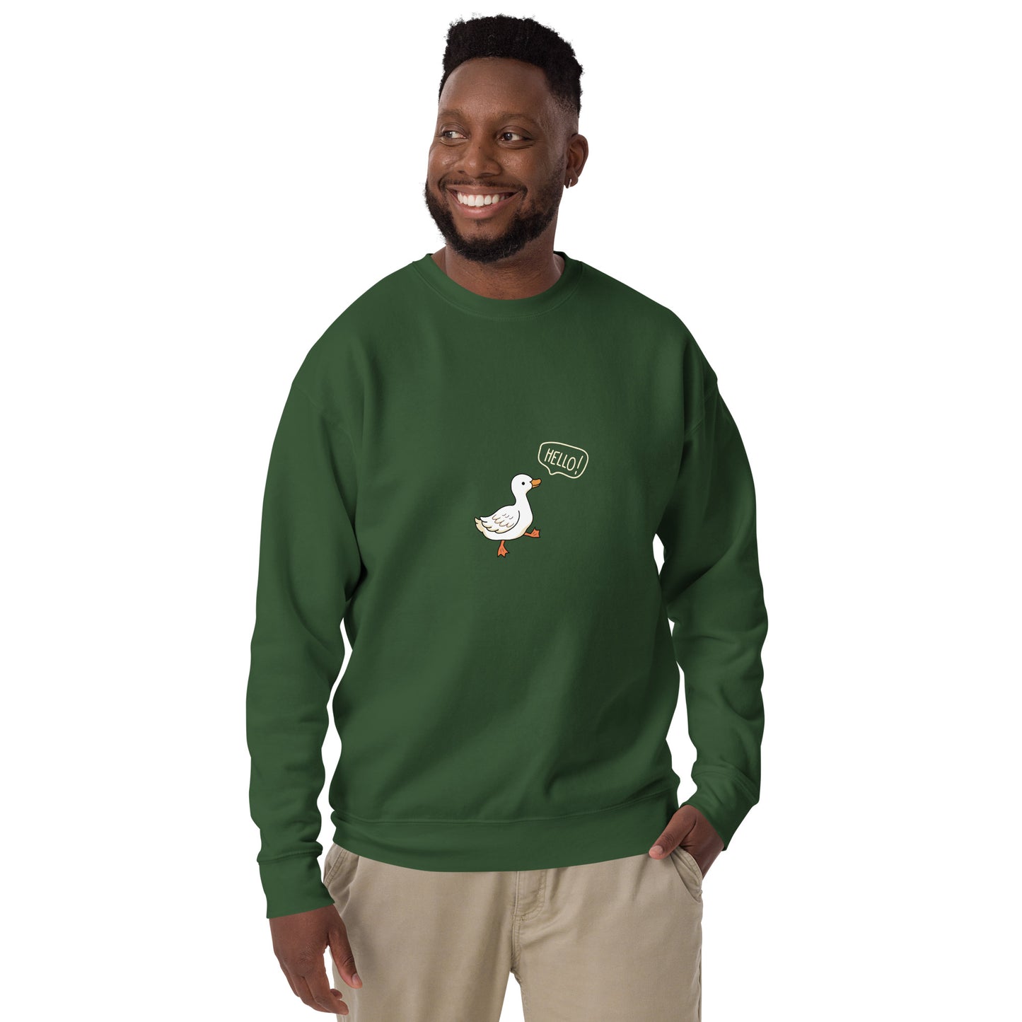 Quacksy Sweatshirt image 25: Team Royal version, size 2XL with front view of the Hello Duck range.