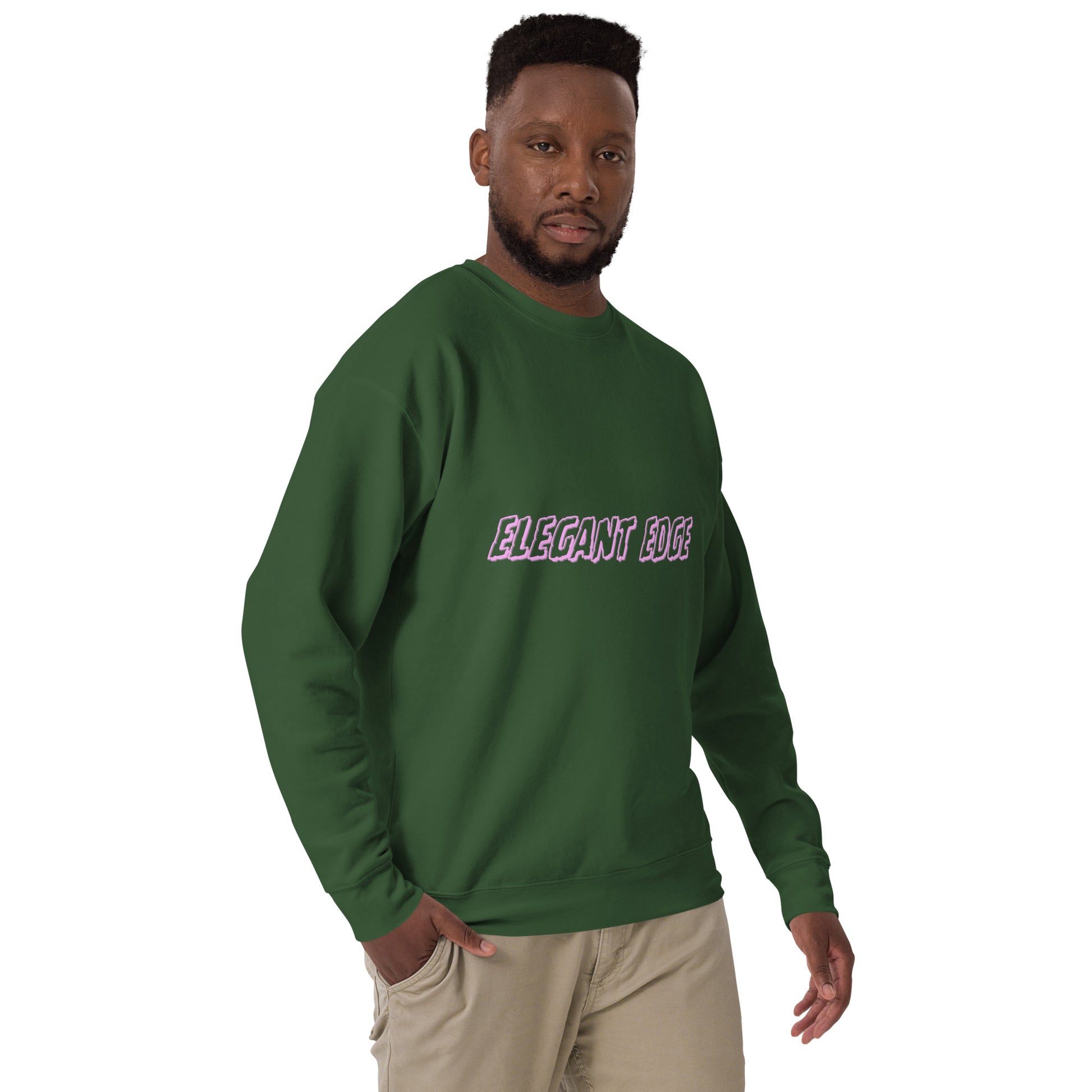 Noir Edge Sweatshirt - Left Placement image 31: Forest Green version, size S with front view, right-side angle of the Elegant Edge range.