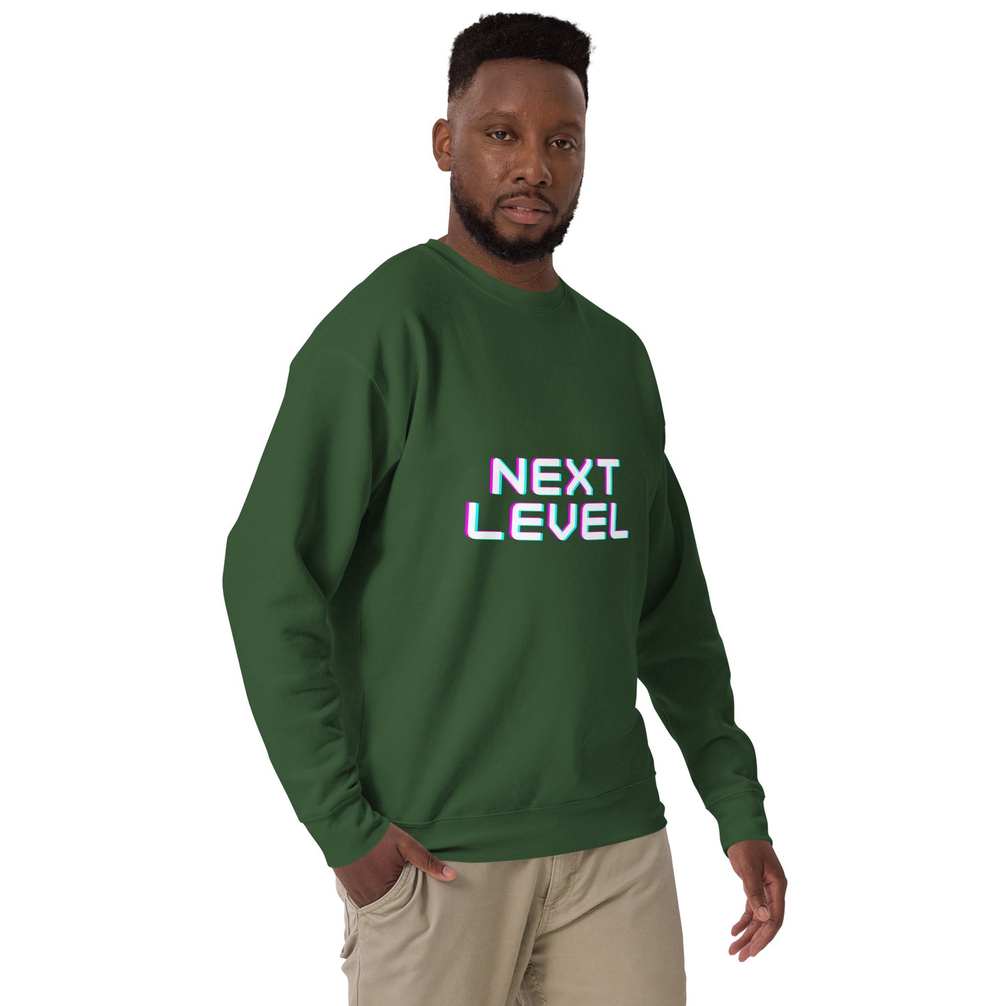 Ascender Sweatshirt - Left Placement by R.A. Apparel, image 31, front view, right-side angle, Forest Green, size S, left placement.
