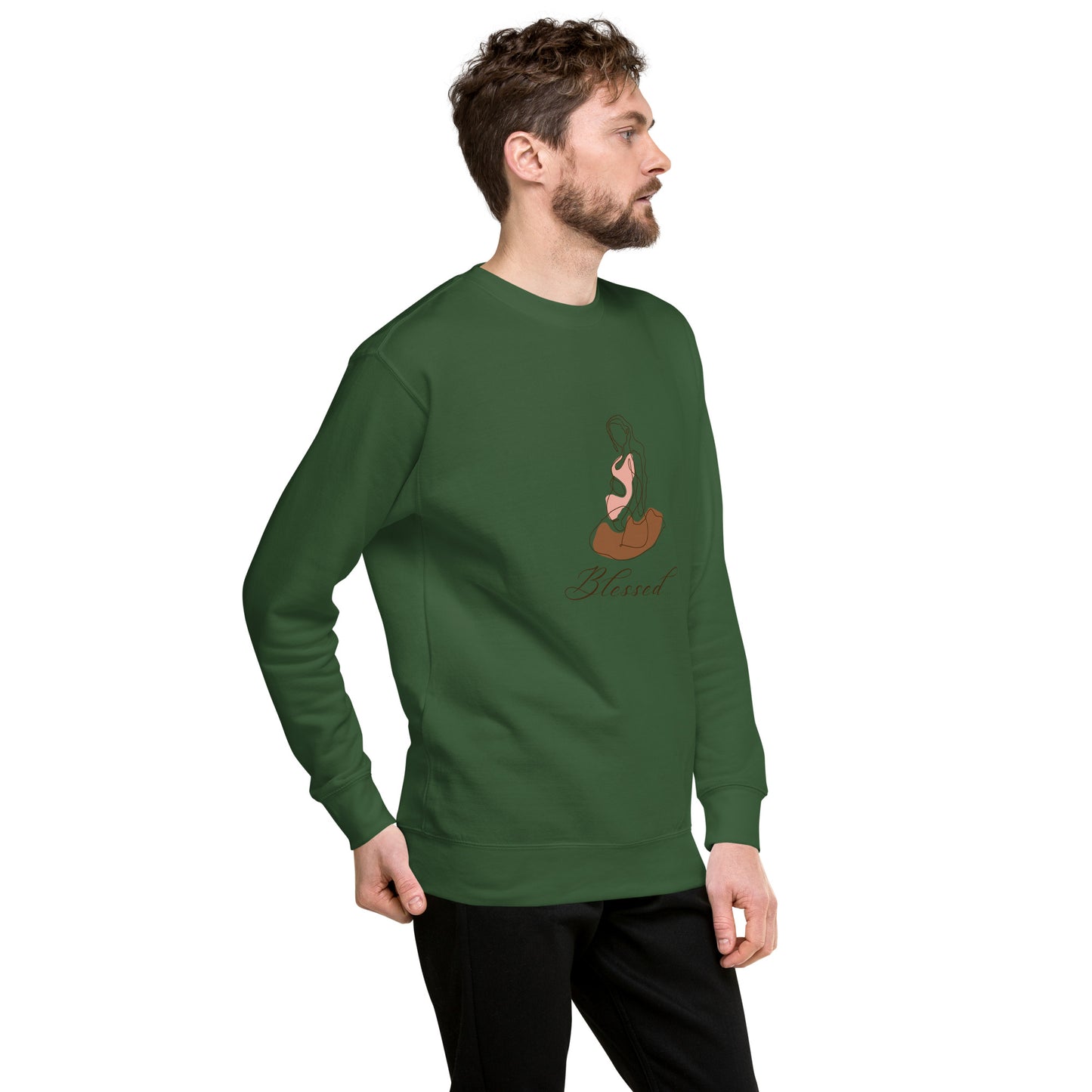 Image 48 of Dusty Rose Grace Mark Sweatshirt - Left Placement, size 3XL, with Blessed artwork visible in front view, right-side angle.