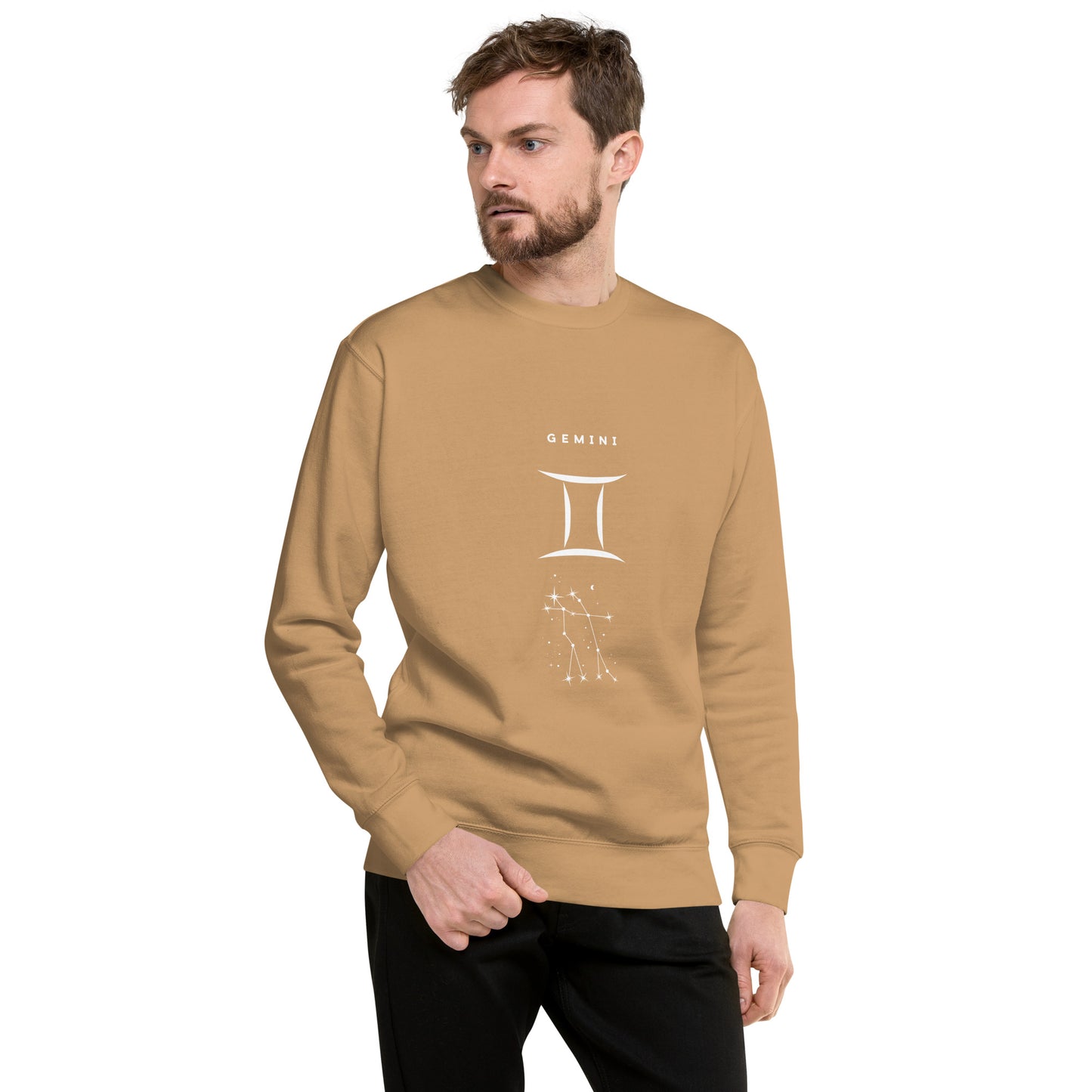 Twin Signal Sweatshirt - Left Placement by R.A. Apparel, image 67, front view, Bone, size L, left placement.