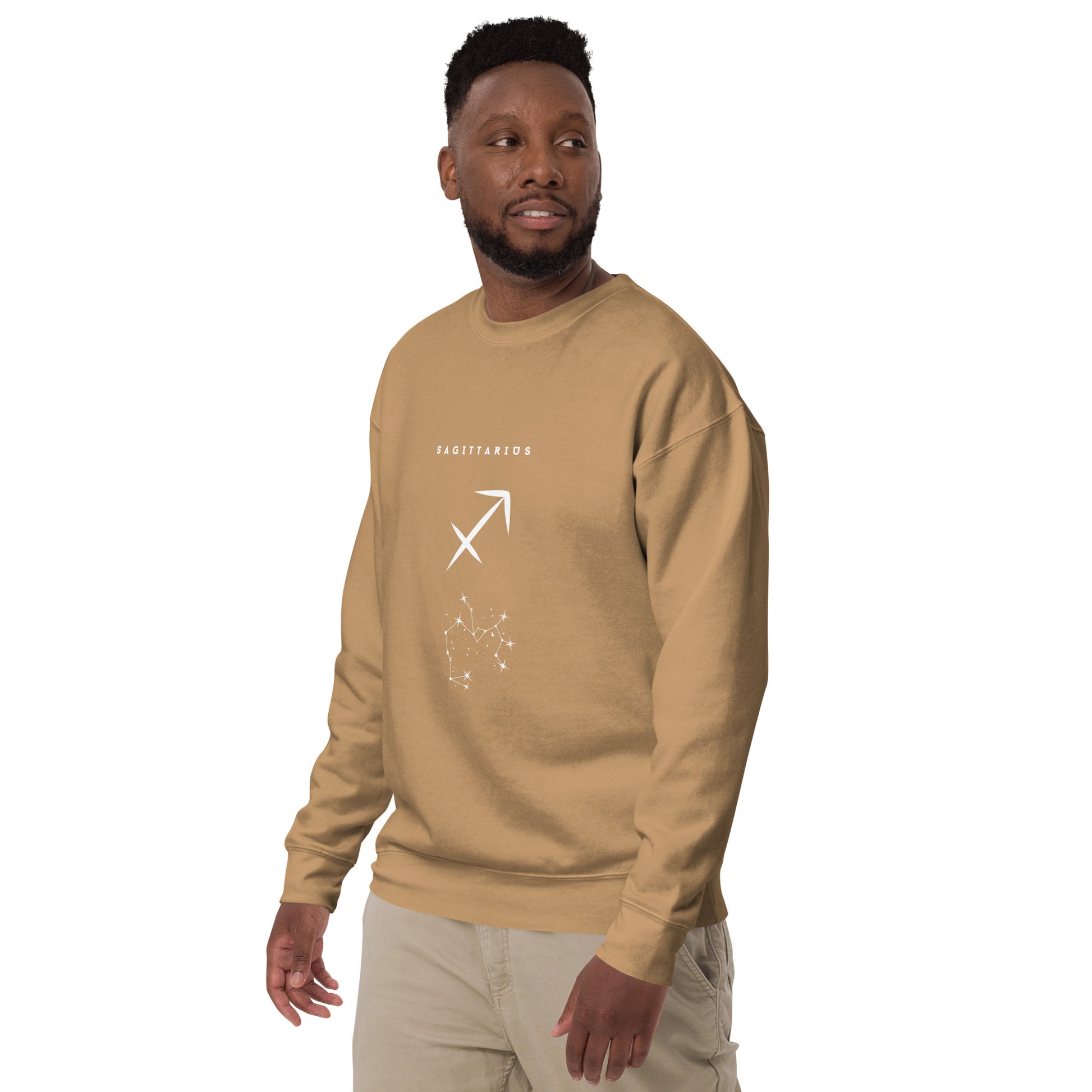 Arrowborne Sweatshirt - Left Placement image 47 in Khaki, size L, showing front view, left-side angle for the Sagittarius design.